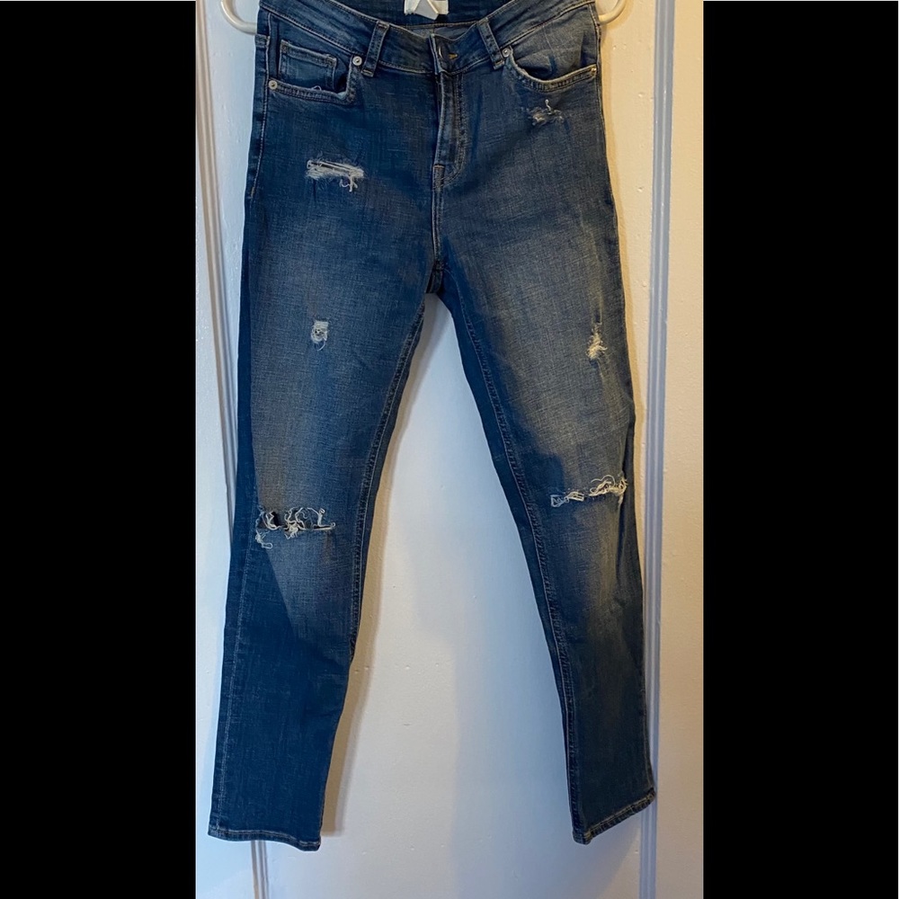 H&M Conscious Distressed Ripped Blue Jeans